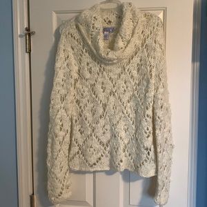 Cowl Neck Open Weave Sweater